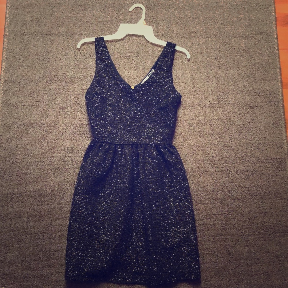 Black party dress with gold glitter